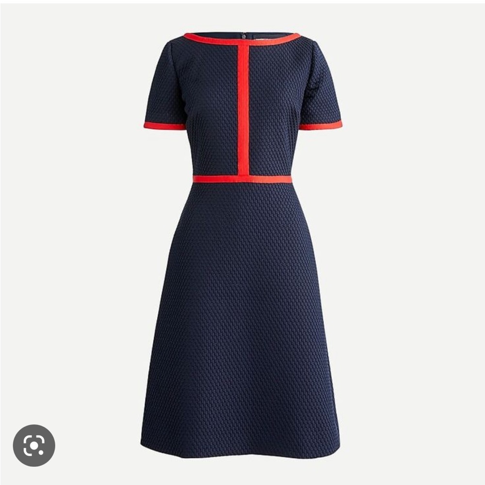J Crew Navy and Red Matelasse Dress